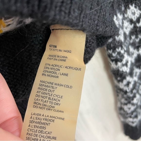 DEX 1963 Black Fair Isle Wool Mohair Blend Sweater - Picture 3 of 5